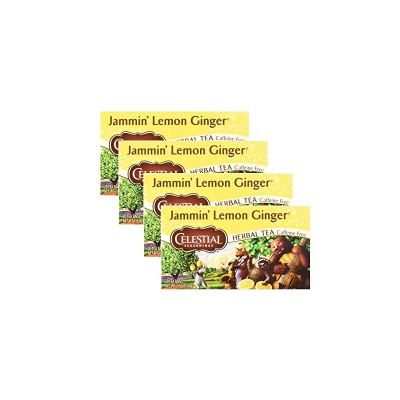 Celestial Seasonings Jammin' Lemon Ginger Herbal Tea, 20 Count (Pack