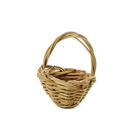 Melody Jane Dolls House Small Wicker Woven Round Basket Miniature Shop Garden Accessory