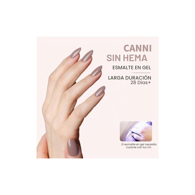 CANNI- Esmalte de uñas en gel marrón claro, 1 pieza