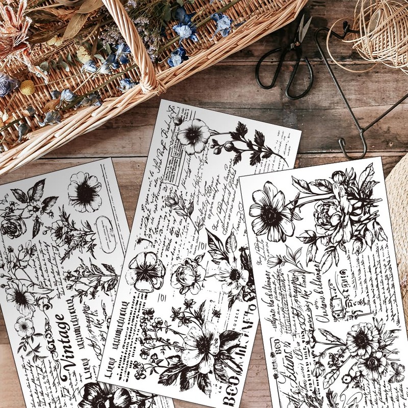 OLYCRAFT 3 Pieces/Set Black White Decals for Rubbing on Furniture