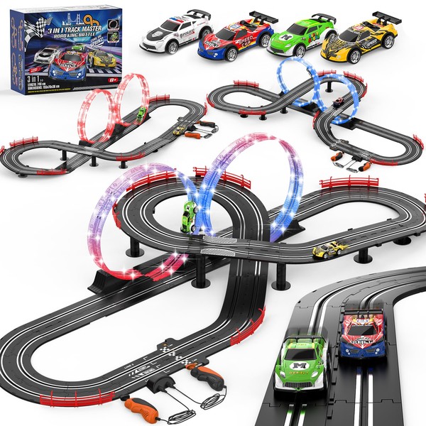 3 IN 1 Slot Car Race Track Sets with 4