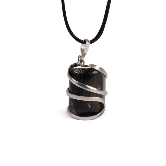 Raw Black Tourmaline Crystal Healing Pendant Necklace –Protection Negative Energy Cleanser Natural Stress Aid Soothe Mind Emotions - Authentic Wrapped Tumble Stone Chakra Healing Charm