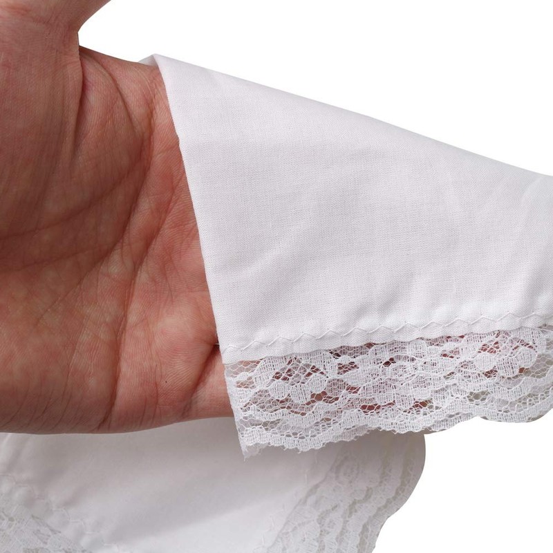 6 Pieces Ladies Cotton Handkerchiefs, 60S Womens Lace White Hankies