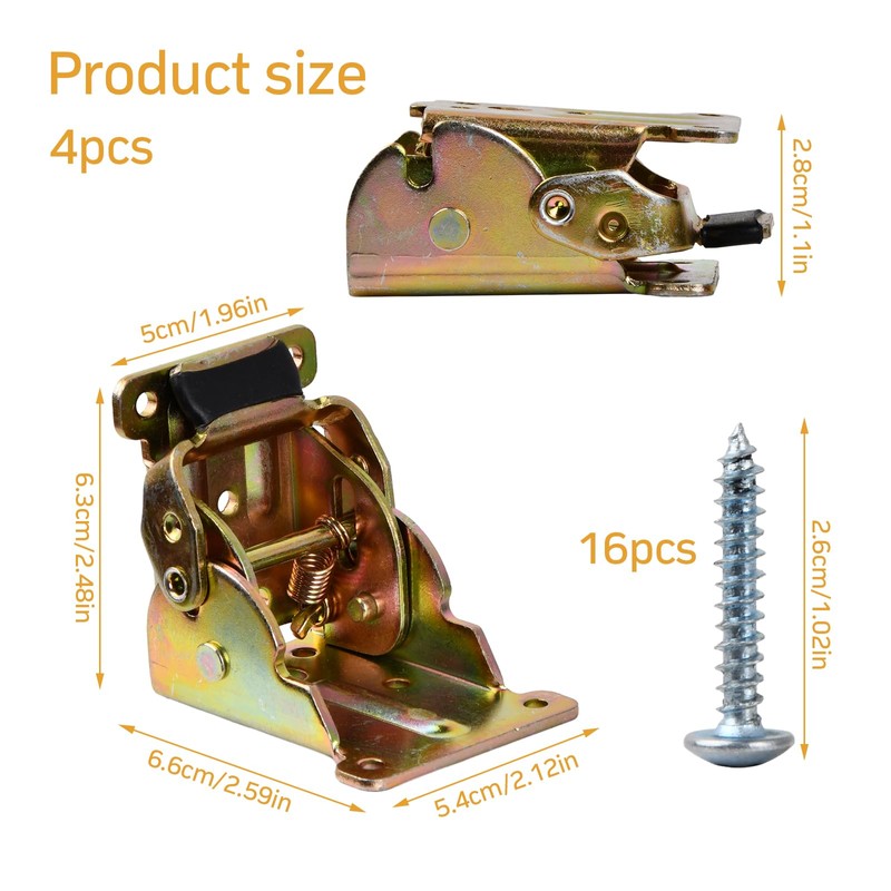 Pack of 4 Hinges Heavy Duty Adjustable 90 Degrees, Self-Locking