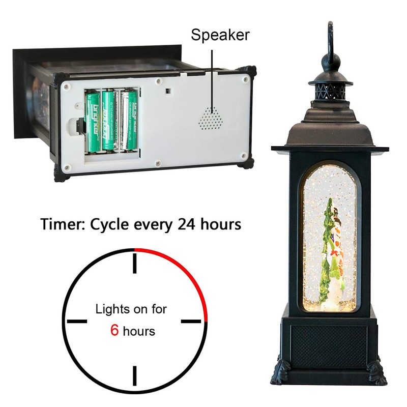 Eldnacele Musical Snow Globe Lantern with Timer, Lighted USB/Battery Operated