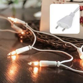 hellum 833584 35-Bulb Mini Fairy Lights, Indoor Power-Operated Transparent Warm Lights for Christmas, White Cable with Plug, for Christmas, 5.10 m Illuminated Length