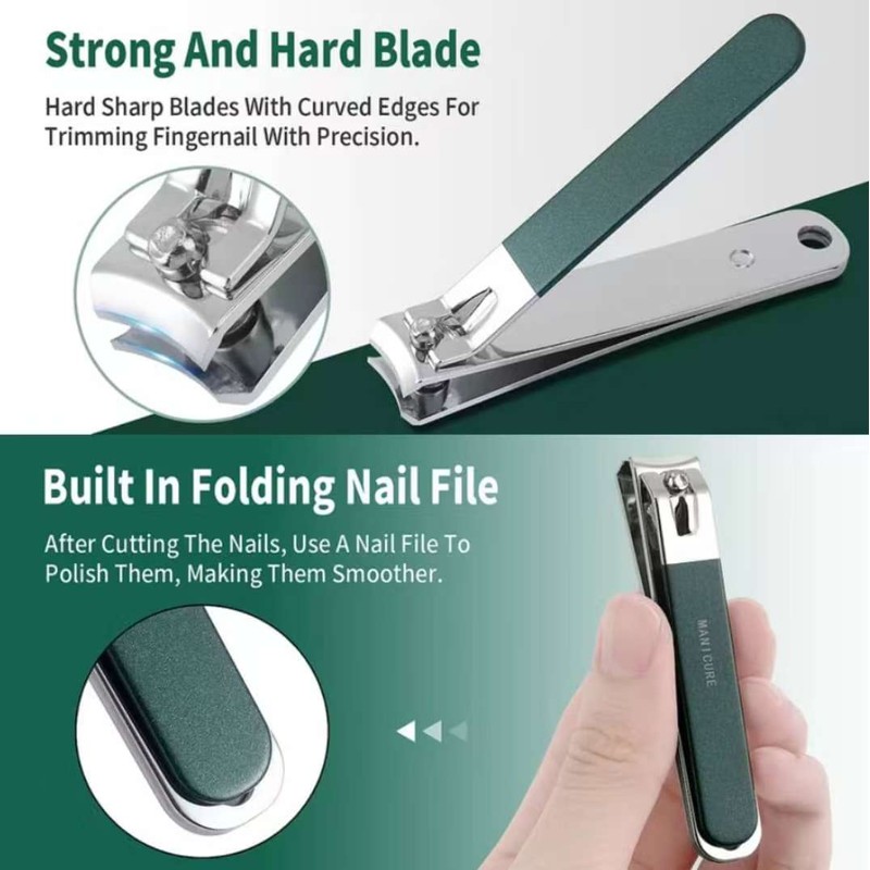 [ BorongPro ] Professional 10-in-1 Stainless Steel Nail Clipper Set
