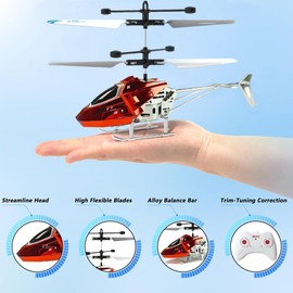 Remote Control Helicopter for Kids, RC Flying Toy, Altitude RC Helicopters, One Key Take Off/Landing, Easy to Fly Indoor/Outdoor RC Helicopter, Gifts Toys for Kids Beginners 8+ Accessory (Red)