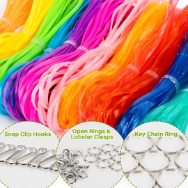 RAINFLOW Plastic Lanyard String Kit - Lanyard Making Kit,Plastic String Lacing Cord for Bracelet Making,Making Weaving for Keychain Crafts, Strings Lacing Cord Bracelet 12 Colors