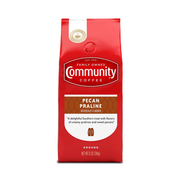Community Coffee Pecan Praline Flavored Medium Roast Coffee, Ground, 12 Ounces