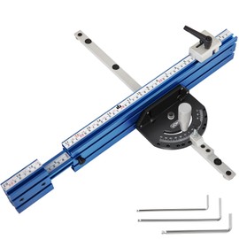 UOKRR Table Saw Miter Gauge Fence w/11 Preset Angle Stops & Standard 3/4”x 3/8” T-Slotted Miter Bar, Precision Miter Gauge for Table Saw Kit w/20-36 inch Telescoping Aluminum Fence
