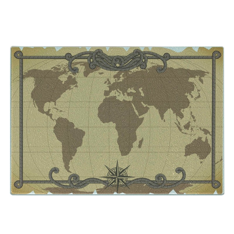 Lunarable World Map Cutting Board, Old Cartography Atlas Background Globe
