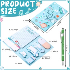 Jetec 4 Sets Funny Nurse Sticky Note with Pen Nursing Students Gifts School Essentials Nurse Day Appreciation Gifts Self-Stick Note for Hospital Nurse Supplies