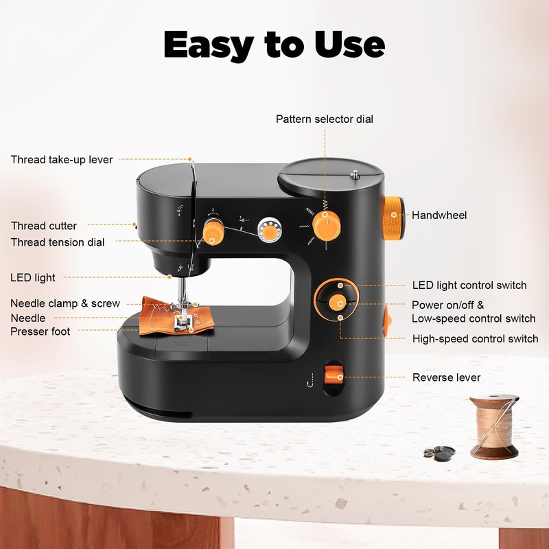 Portable Electric Household Sewing Machine with LED Light Automatic Thread