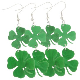BESPORTBLE 2 Pairs Clover Design Earrings of Lovely Green Ear Pendants for St Patrick's Day for Birthdays and Celebrations Durable and Stylish Accessory