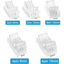Vrabocry 20Pcs LED Connector 2/3/4/5/6Pin LED Strip Connector for 8mm 10mm RGB Tape SMD 2835 5050 WS2811 WS2812B LED Strip Light Wire or Strip Connection (4 Pin 10 mm)