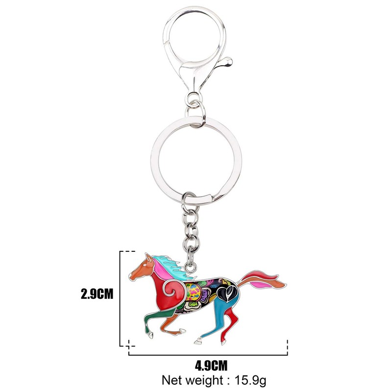 WEVENI Alloy Running Horse Keychain Accessories Enamel Jewelry For Women