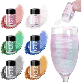 CRPTHE 6 Colors Luster Dust Edible Set, Edible Glitter for Cocktails, Food Grade Glitter Shimmer Sprinkle Powder for Drinks, Bakcolor: Army Green, size: Large