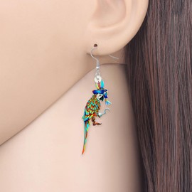 YAYAKO Acrylic Novelty Pirate Parrot Earrings Macaw Dangle Tropical Bird Jewelry Fun Earrings for Women (Multi)