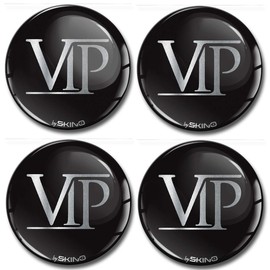 Biomar Labs® 4 x 70mm 3D Domed Car Wheel Centre Rims Hub VIP Stickers Decals For Caps Vehicle Auto Tuning Emblem A 6370