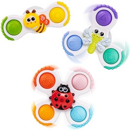 Juguetes giratorios de viaje con ventosa para bebés de 1 a 3 años, juguetes giratorios para niños de 1 año y niña de 12 meses, juguete sensorial de baño para niños pequeños, regalos de cumpleaños