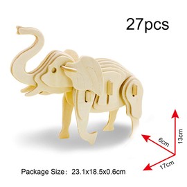 Georgie Porgy Kids Toys Construction Woodcraft Kits Wooden Model Puzzle Kits Age 5 Pack of 3 Jigsaw (Elephant Lion Tiger)