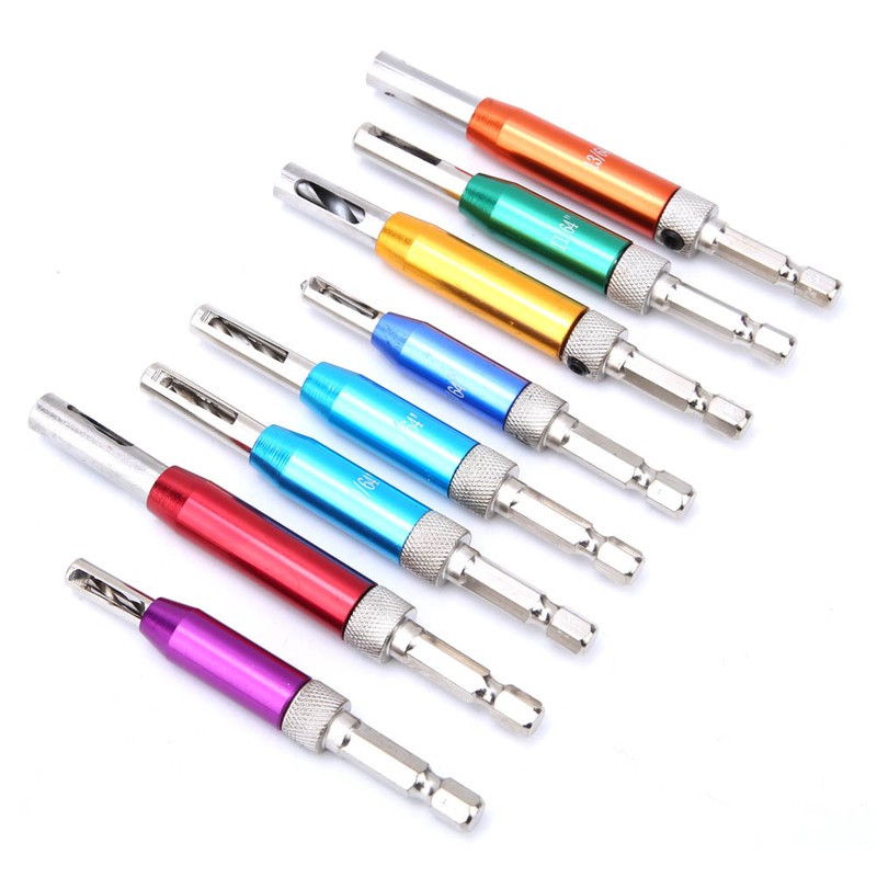 8pcs Door Window Hinge Hole Puncher Drill Bit with Center