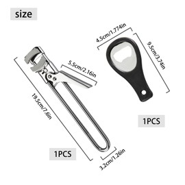 Adjustable Can Opener with 1 Mini Can Opener, Manual Adjustable Bottle Opener, Stainless Steel Cork Opener, Multifunctional Gripping Tool, Suitable for Various Lids (Silver)