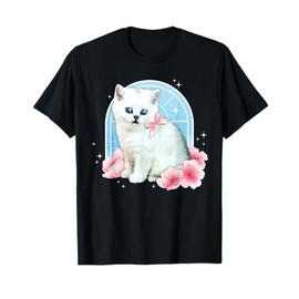 Cute y2k Aesthetic Cat Flower 90s 2000s Vintage Graphic T-Shirt