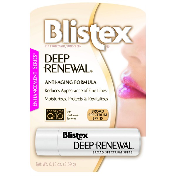 Blistex Lip Protectant Sunscreen Deep Renewal Anti-Aging Formula 0.13 Ounce (3.69g) (Value Pack of 10)