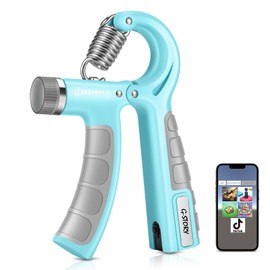 Hand Grip Strengthener For game APP 2 Pack Adjustable Resistance 10-130 lbs Forearm Exerciser，Grip Strength Trainer for Muscle Building and Injury Recovery for Athletes (Blue, Single Pack)