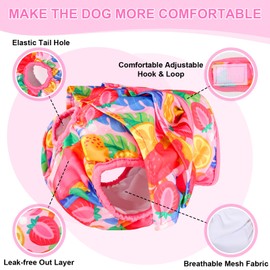 XPCARE Washable Dog Diaper Female - 4 Packs Reusable Dog Diapers - Highly Absorbent Female Dog Diapers - Suitable for Heat,Incontinence or Excitatory Urination(L)