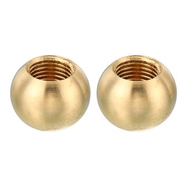 PATIKIL M10x1 17.5mm Thread Lamp Finials Cap Knob, 2 Pack Brass Ball Lamp Decoration Screw Caps Threaded for Furniture Lighting Lamps
