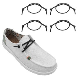 UamGlsob 2 Pairs Elastic Shoelaces Replacement Laces for Hey Dude,Shoe Laces Replacement Strings,Stretch Half Round Kids Shoe (Black, 10"/25cm)