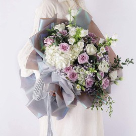 BBJ WRAPS Iridescent Double Sided Flower Wrapping Paper Florist Bouquet Packaging, 20 Sheets (Grey)