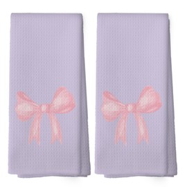 Mcehtle Coquette - Juego de 2 toallas de cocina con lazo para recámara universitario, toallas de mano decorativas para baño, decoración de baño de coqueta, 16 x 24 pulgadas