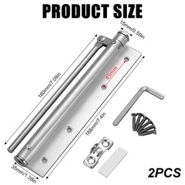 Pack of 2 Door Closer Exterior, Door Closer Interior Door, Automatic Door Closer, Stainless Steel, Quiet Door Closer for Garden Gates, Room Doors and Quiet Room Doors (Silver)