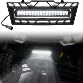 SAUTVS Front Mesh Grille with LED Light for Can-Am Defender, Front Bumper Mesh Grill with Adjustable LED Light Bar for Can-Am Defender MAX HD5 HD7 HD8 HD9 HD10 2020-2025 Accessories