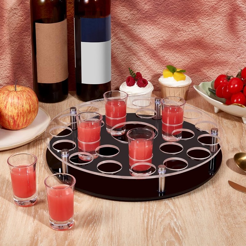 peacoblue 25 Shot Glass Tray Holder with Heavy Base, Clear