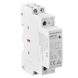 Heschen Household AC Contactor, HSR1-20, Ie 20A, 2 Pole, 2NC, DC 12V Coil Voltage, 35mm DIN Rail Mount