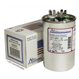 Goodman CAP050500440CT Replacement - 50 + 5 uf/Mfd 370/440 VAC AmRad Round Dual Universal Capacitor, Made in The U.S.A.