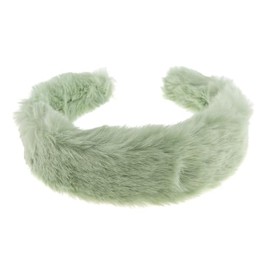 Womens Thick Wide Soft Plush Faux Fur Fabric Boho Long Short Thin Thick Winter Christmas Birthday Wedding Bridesmaid Party Headpiece Accessories Hairband Head Hair Headband Alice Band (Sage Green)