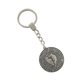 LARGE KEYRING - Viking Disk With Birds - Silver Plated. Split Ring. Key Ring. Bird