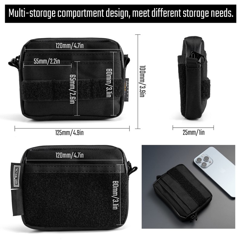 TACTICAL GEEK Storage A3 EDC Pouch Organizer, Nylon Multi-Functional Utility