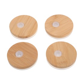 NOLITOY 4Pcs Bamboo Jar Lids with Sealing Gasket and Reusable Bottle Covers for Home Compatible with Wide Mouth and Jars Airtight Design