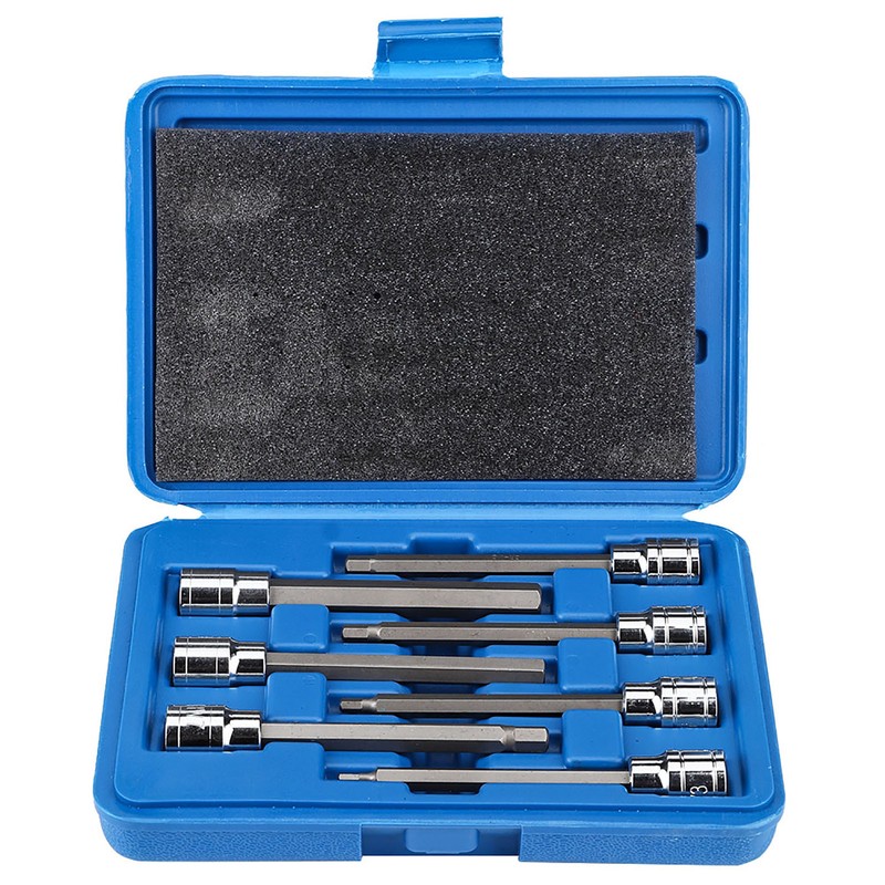 7Pcs Extra Long Hex Bit Socket Set 3/4/5/6/7/8/10 mm Drive