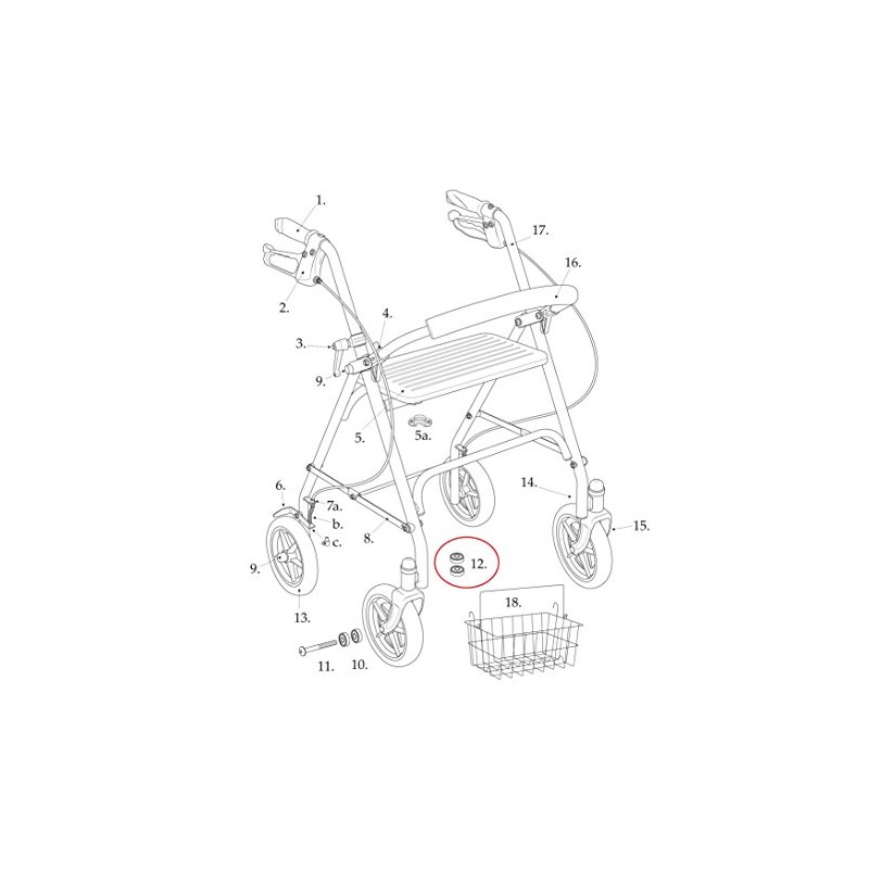 Stem Bearings for Drive 10257 Rollator - (Set of 2)