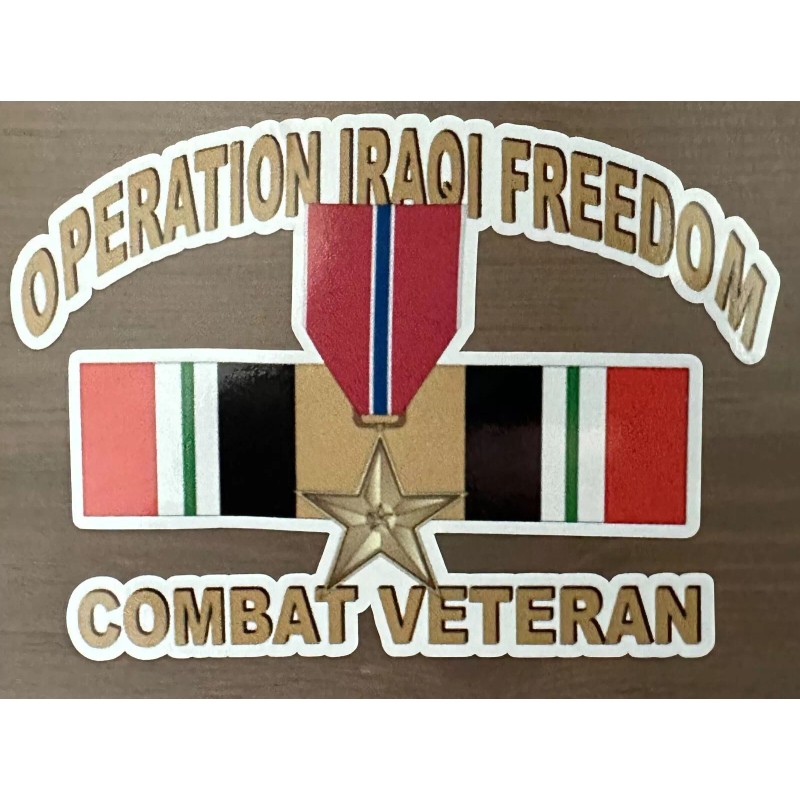 OPERATION IRAQ FREEDOM COMBAT VETERAN BRONZE STAR BUMPER STICKER DIE