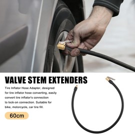 X AUTOHAUX 60cm 24" Tire Valve Stem Extension Inflator Extension Hose for Car