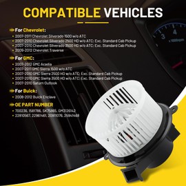 700236 HVAC Blower Motor Fit for Buick Enclave 2008-2012, for Chevy Silverado 1500 2500HD 3500HD Traverse, for GMC Acadia Sierra 1500 2500HD 3500HD Saturn Blower Motor Replacement 22810567